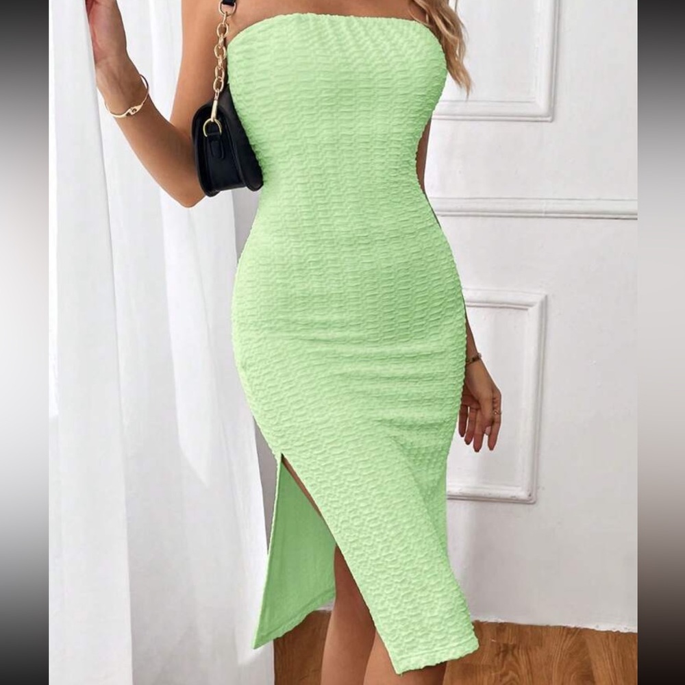 Elegant Green Strapless Dress